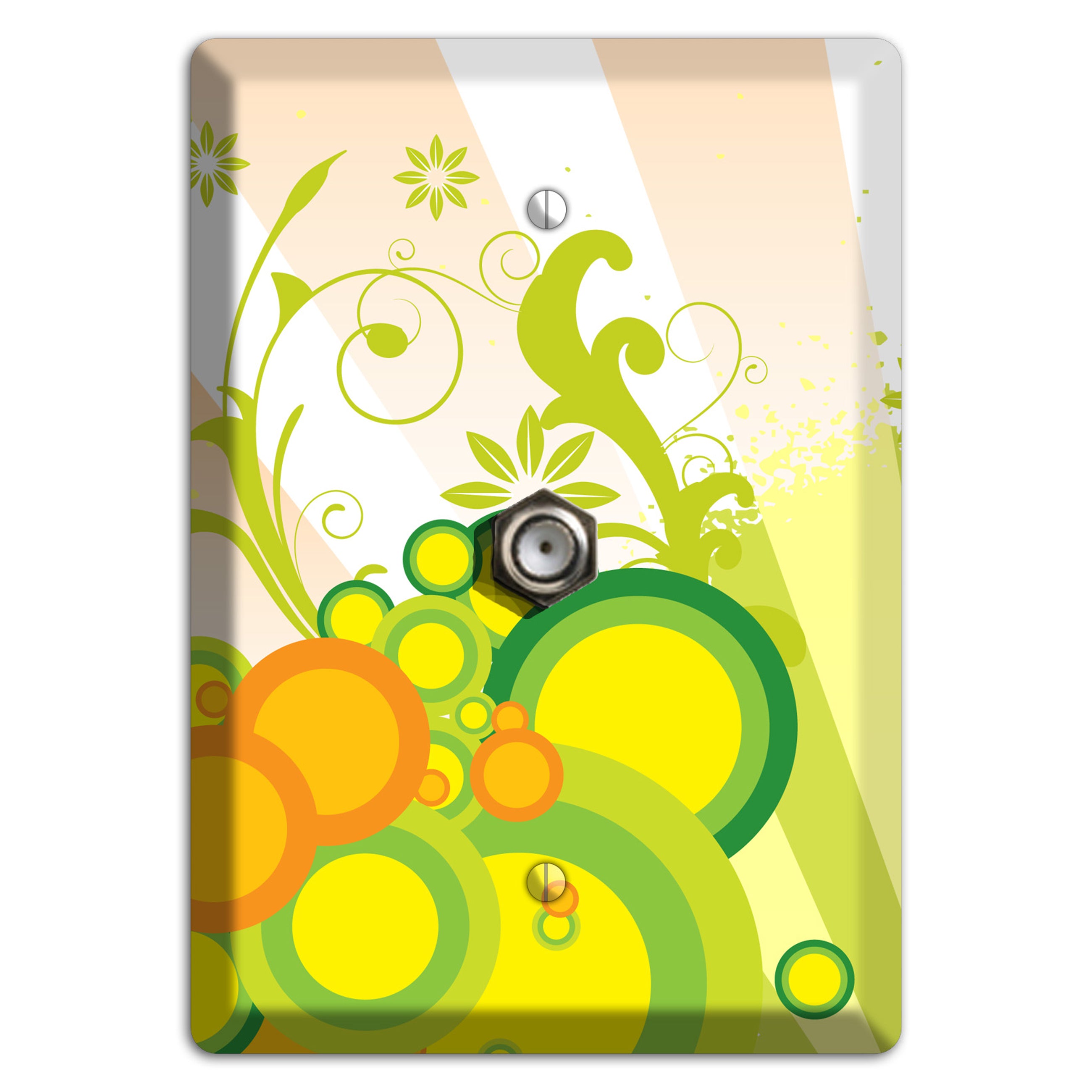 Green Yellow Orange Retro Sprig Cable Wallplate