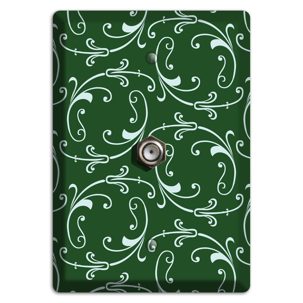 Green Victorian Sprig Cable Wallplate