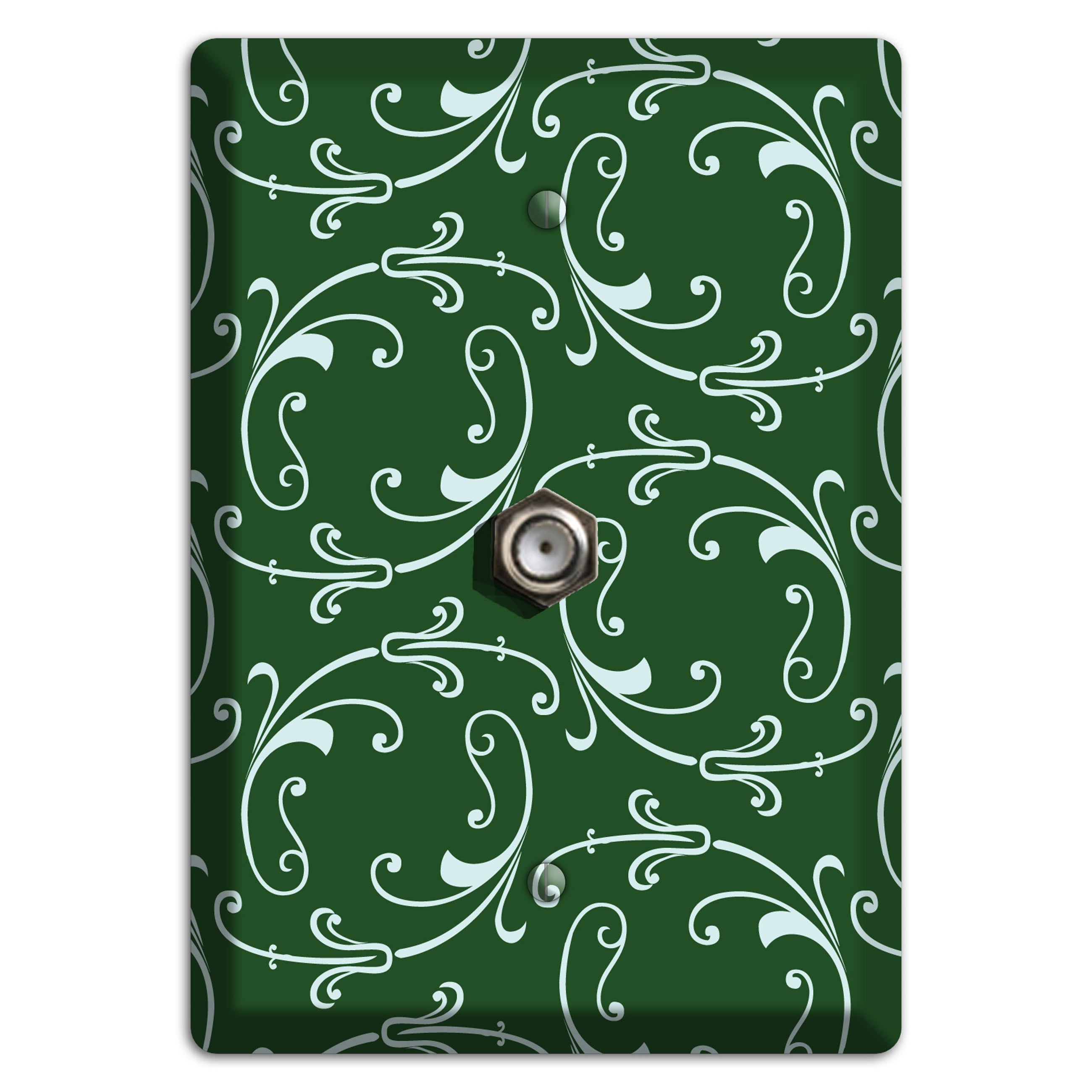 Green Victorian Sprig Cable Wallplate