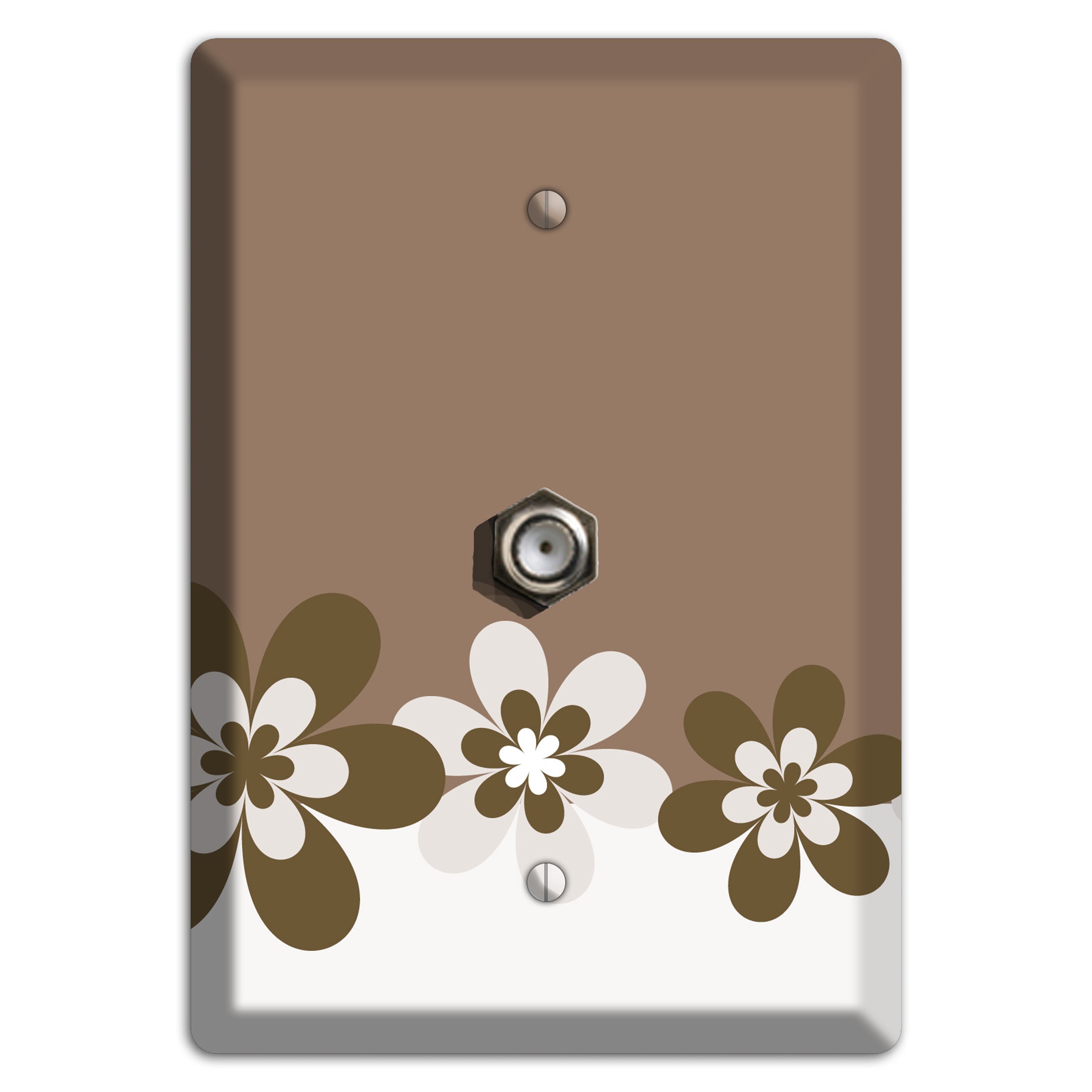 Brown Hippie Flowers Cable Wallplate