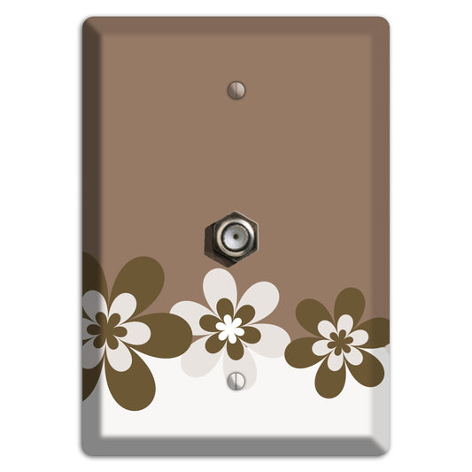 Brown Hippie Flowers Cable Wallplate
