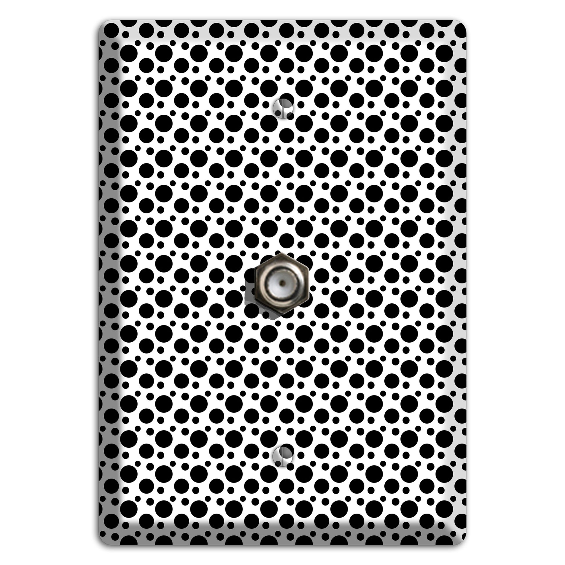 White with Black Small and Tiny Polka Dots Cable Wallplate