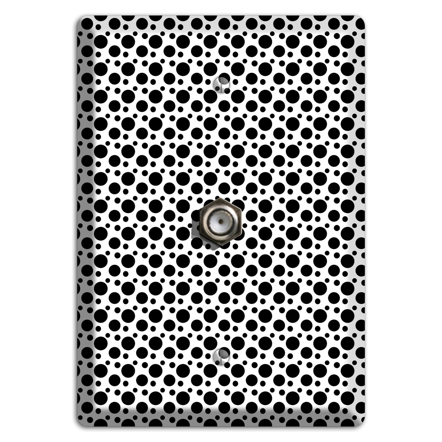 White with Black Small and Tiny Polka Dots Cable Wallplate