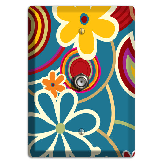 Bold Blue Flowers Cable Wallplate