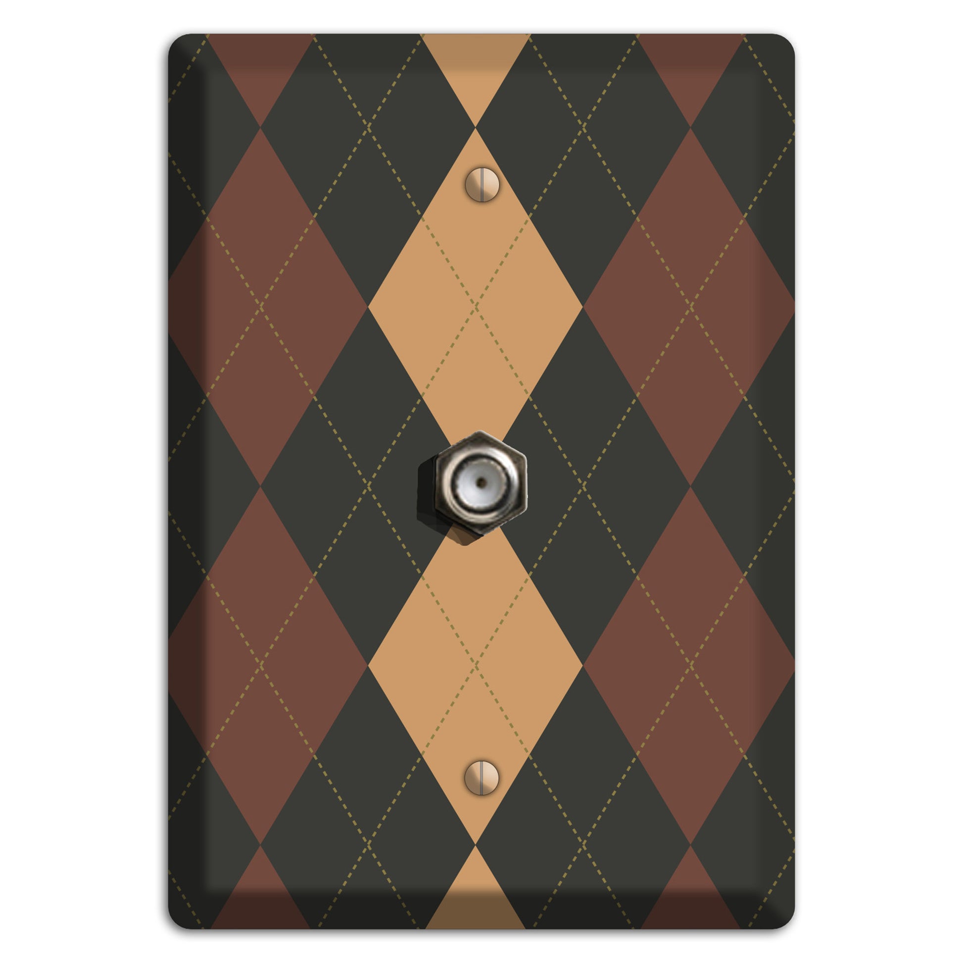 Maroon and Tan Argyle Cable Wallplate