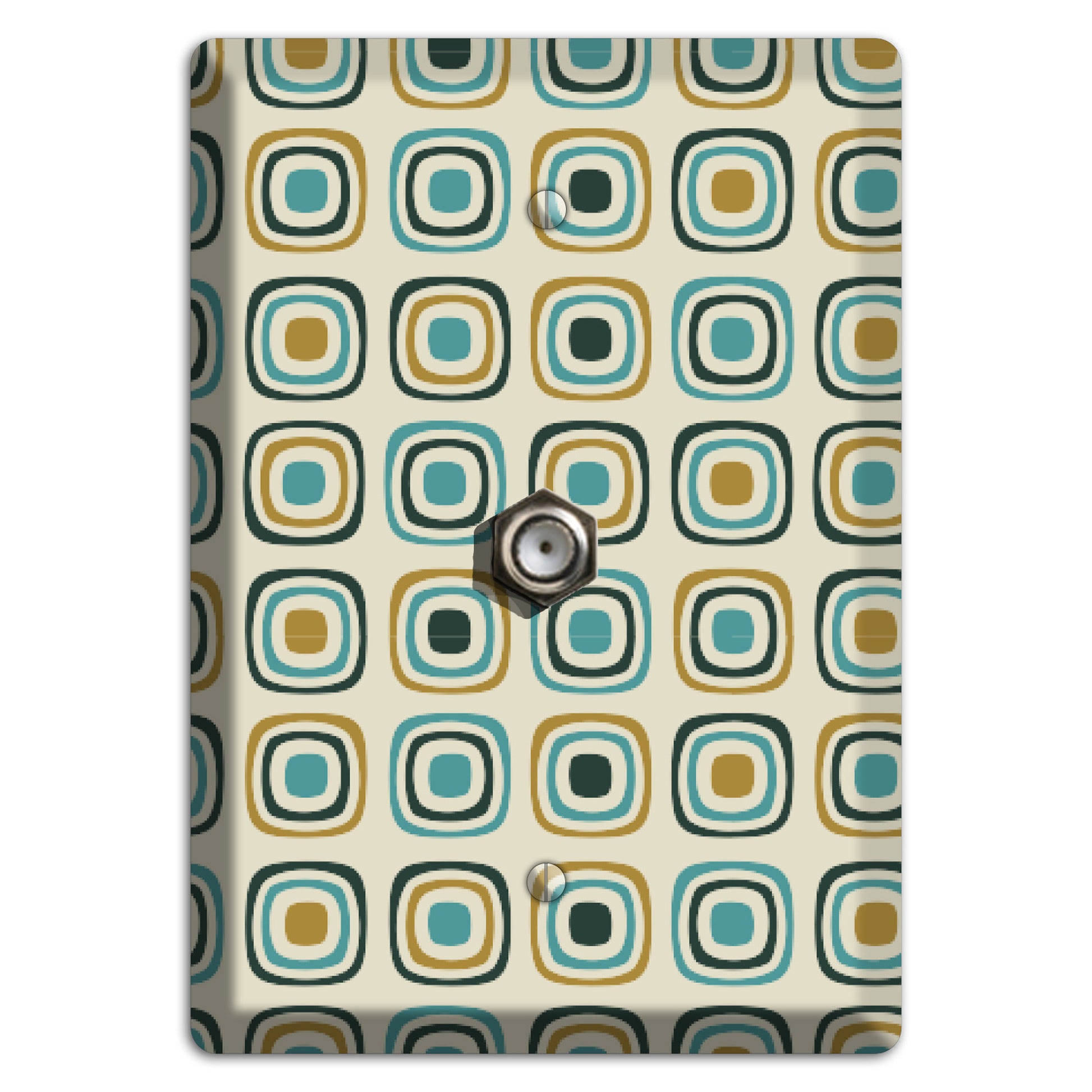 Yellow and Blue Rounded Squares Cable Wallplate