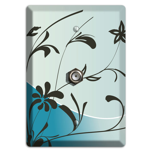 Blue-grey Floral Sprig Cable Wallplate