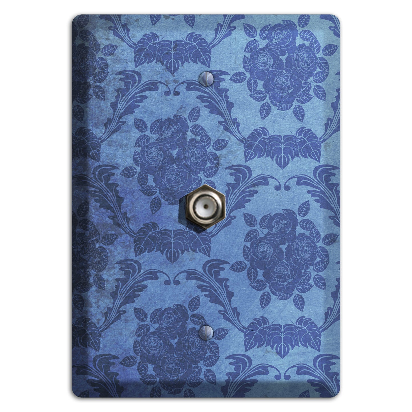 Polo Blue Vintage Rose Damask Cable Wallplate