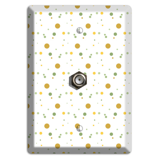 White with Multi Olive Tiny Dots Cable Wallplate