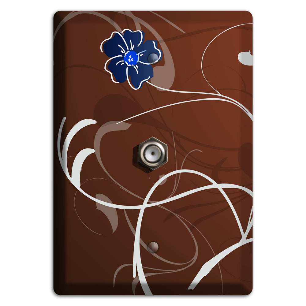 Brown Flower with Swirl Cable Wallplate