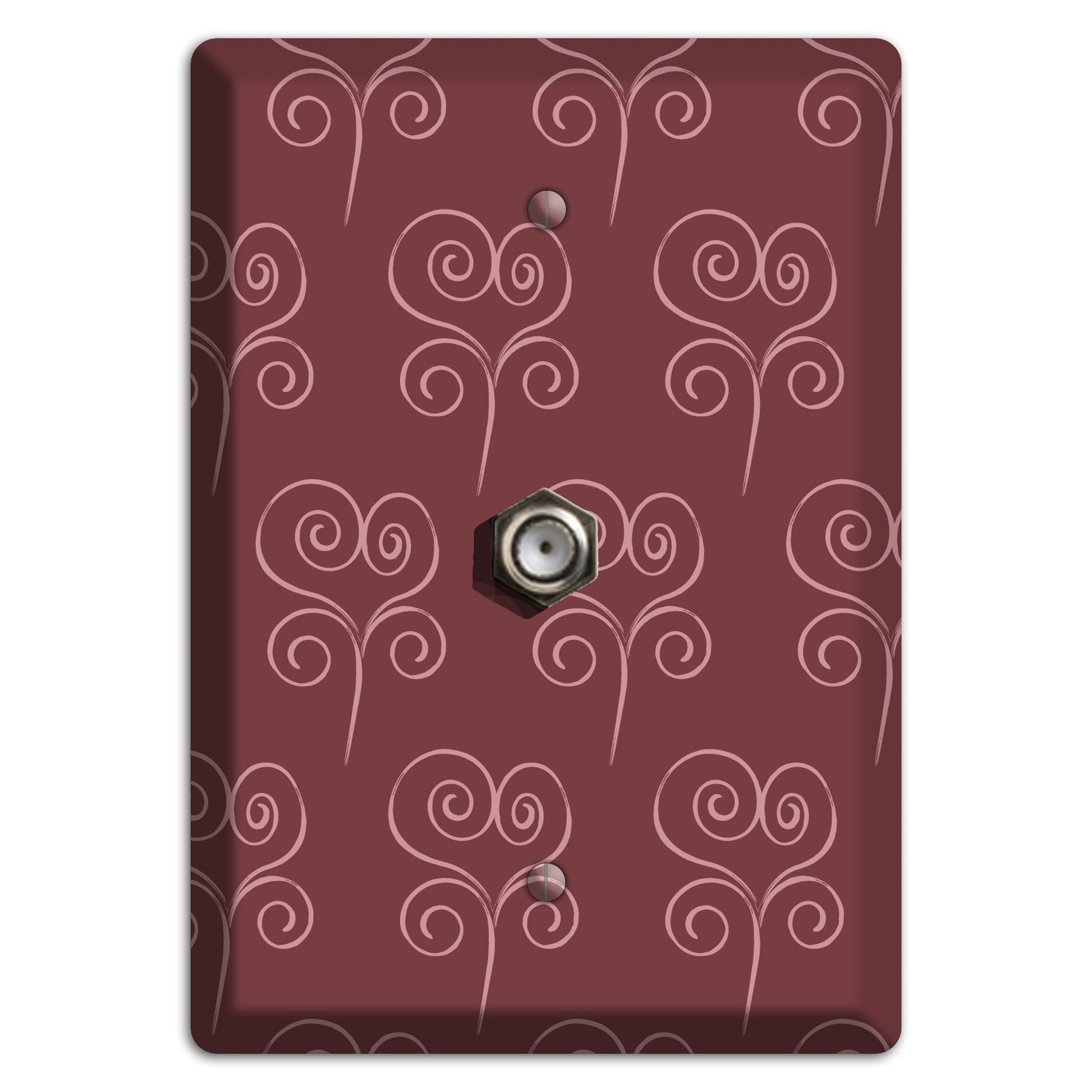 Maroon Scroll Heart Cable Wallplate