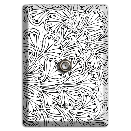 Deco White with Black Interlocking Floral Cable Wallplate