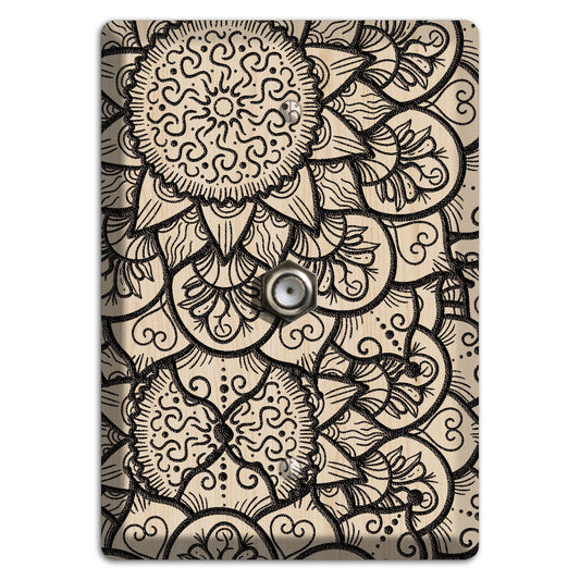 Mandala Black and White Style W Wood Lasered Cable Wallplate