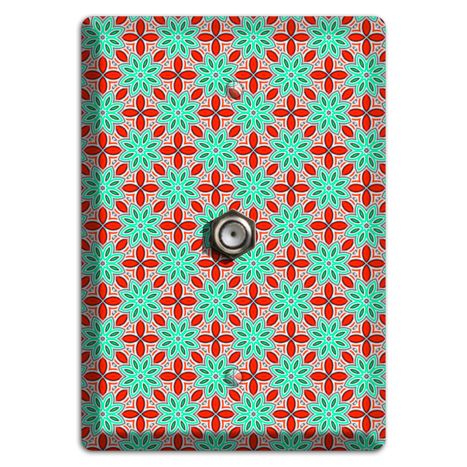 Green and Red Foulard 2 Cable Wallplate