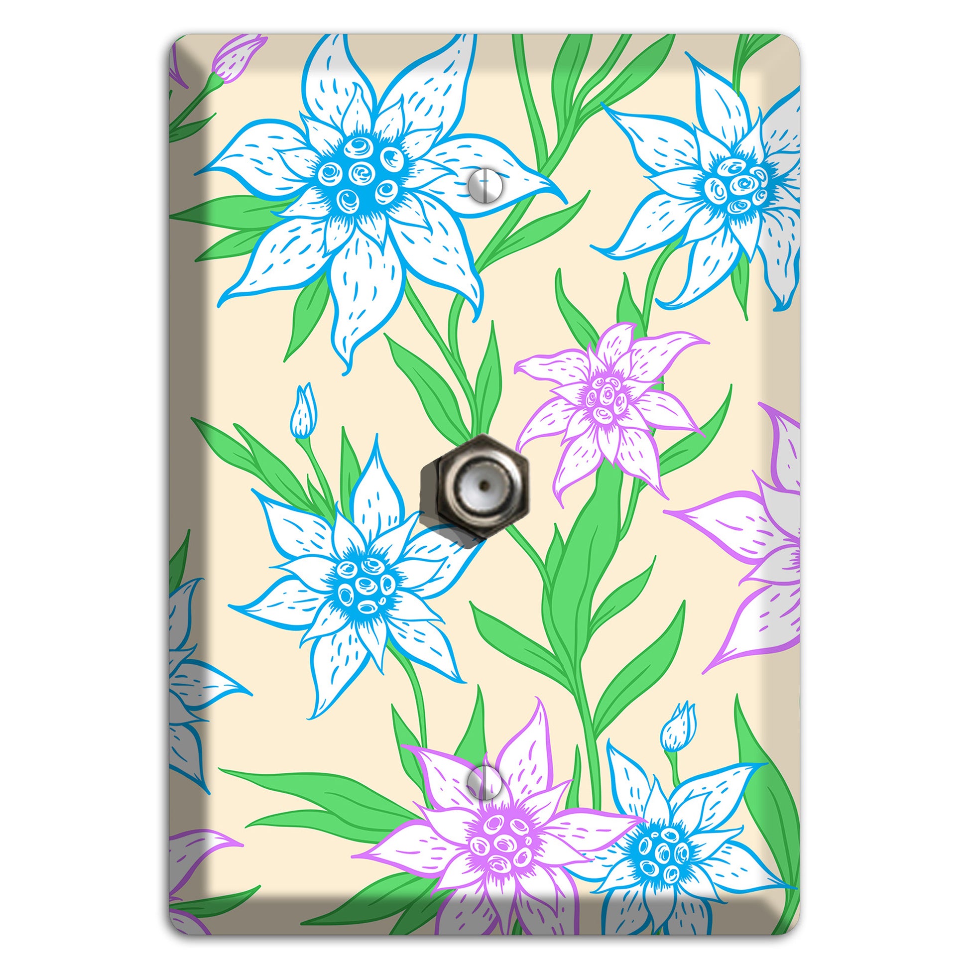Hand Drawn Flowers Style A Cable Wallplate