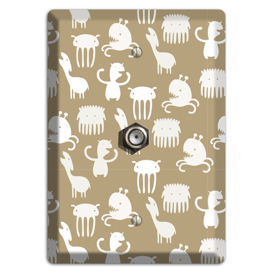 Sily Monsters Brown and White Cable Wallplate