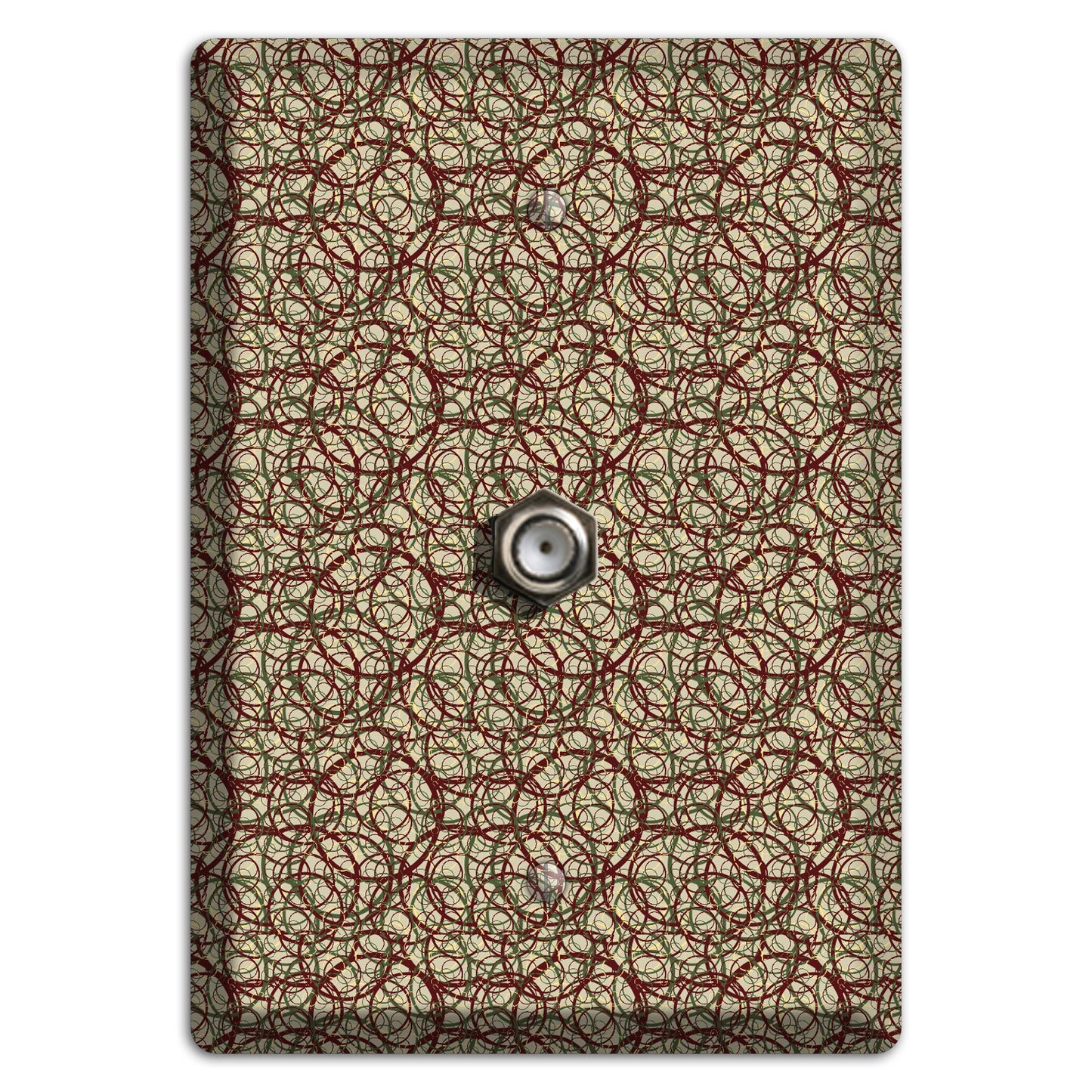 Brown and Burgundy Circles Cable Wallplate