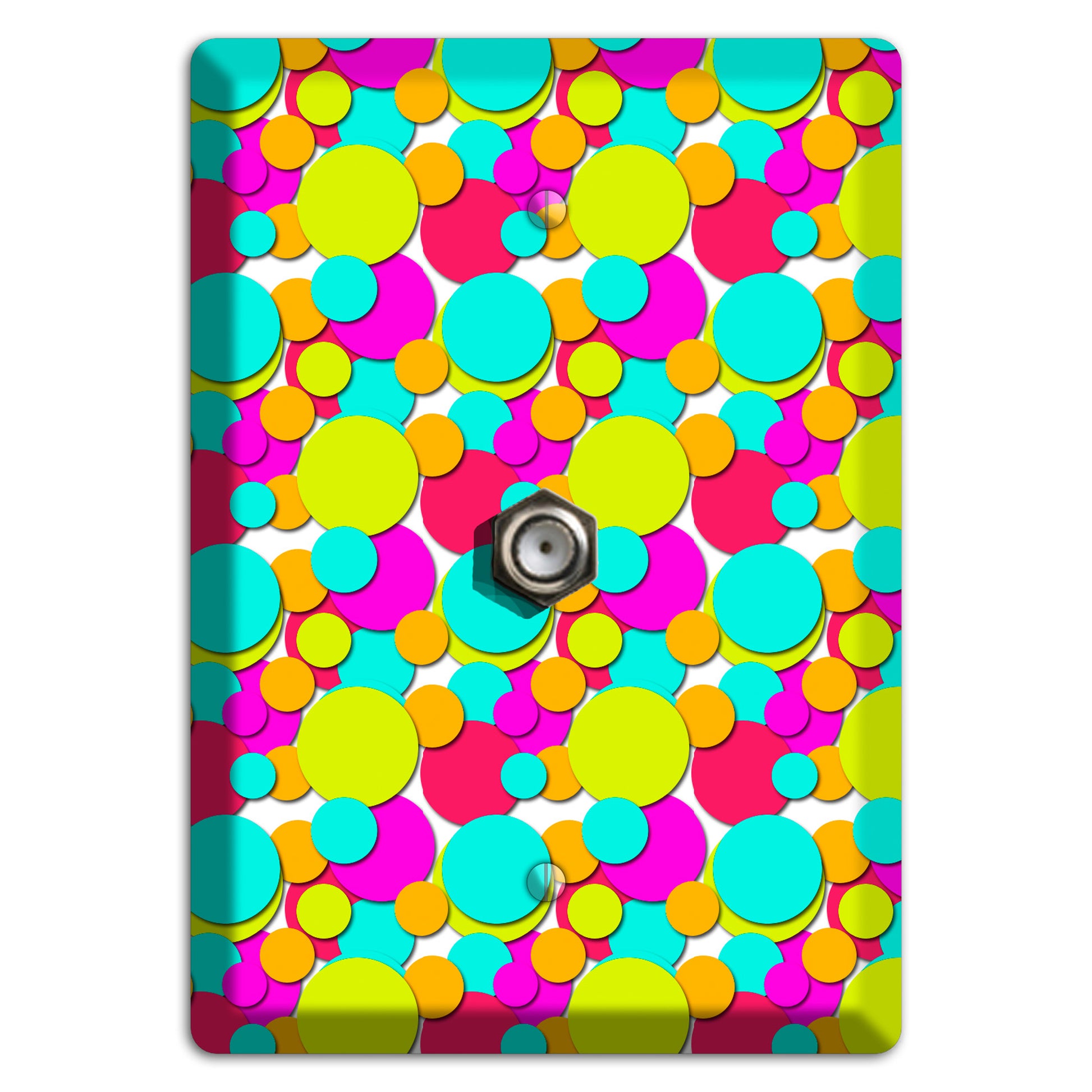 Aqua Fuschia Yellow Red Orange Bubble Dots Cable Wallplate