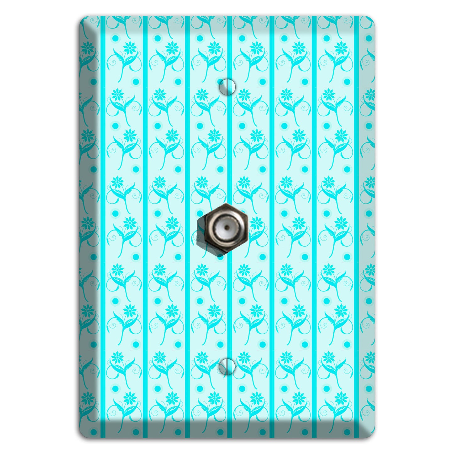 Teal Floral Pattern Cable Wallplate