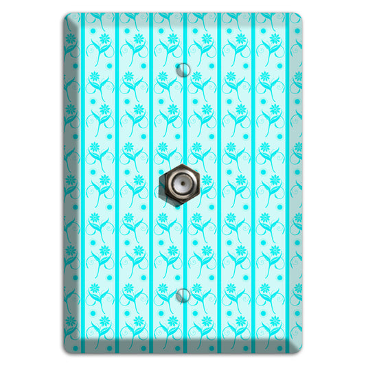 Teal Floral Pattern Cable Wallplate