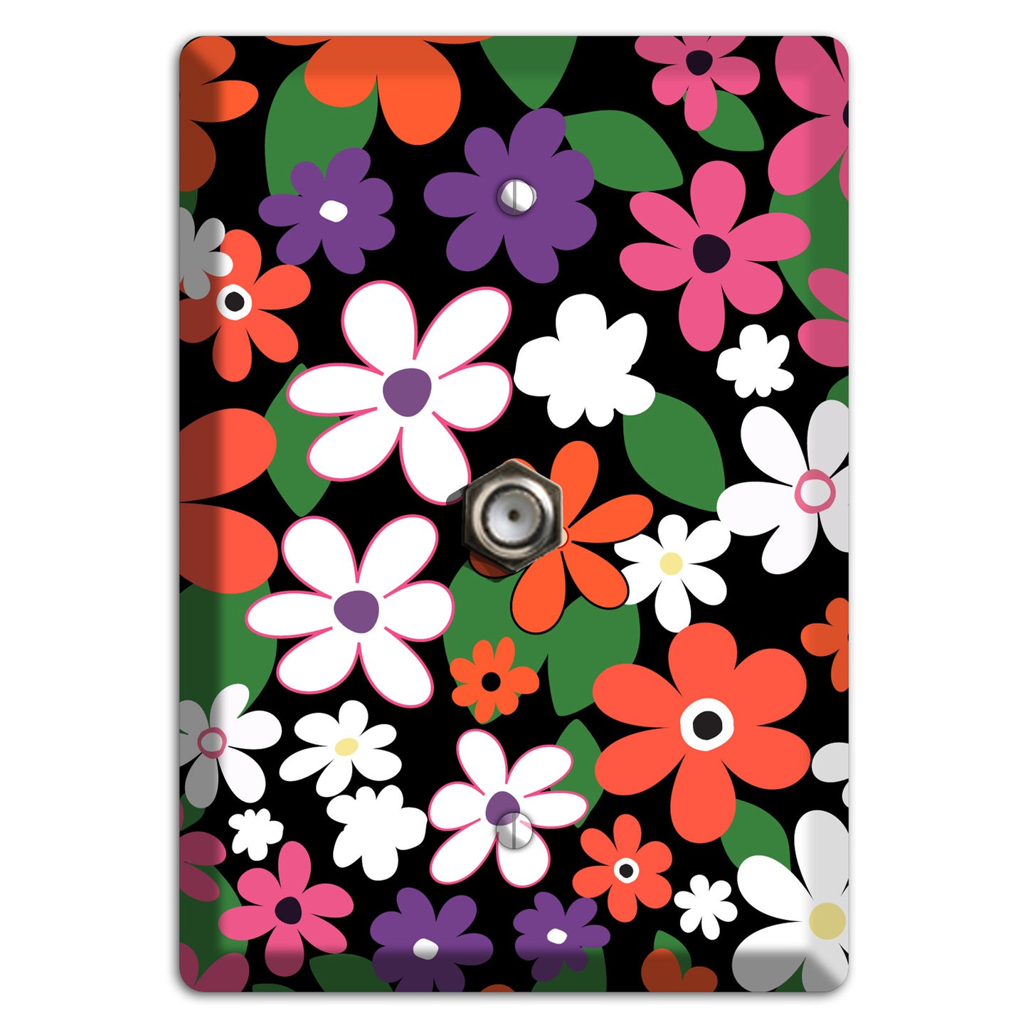 Hippie Flowers Cable Wallplate