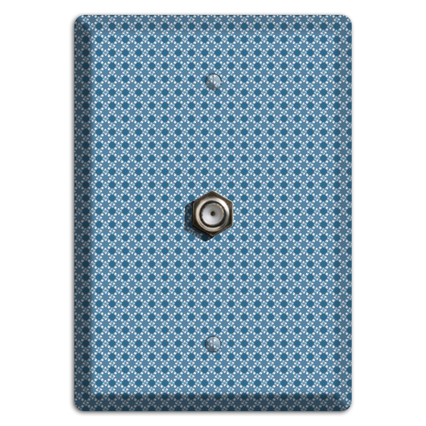 Multi Blue Checkered Foulard Cable Wallplate