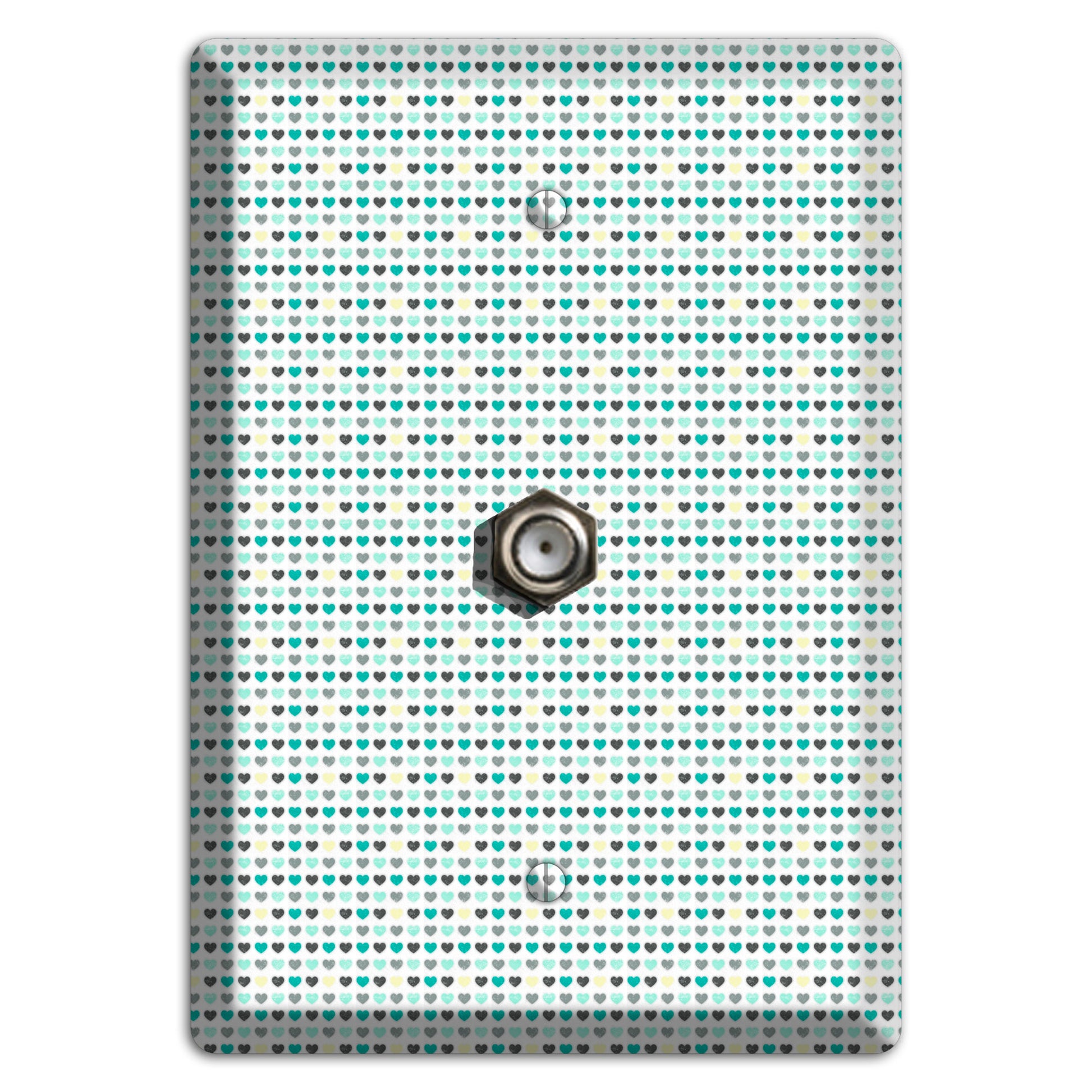 Multi Teal Grey Yellow Optical Hearts Cable Wallplate