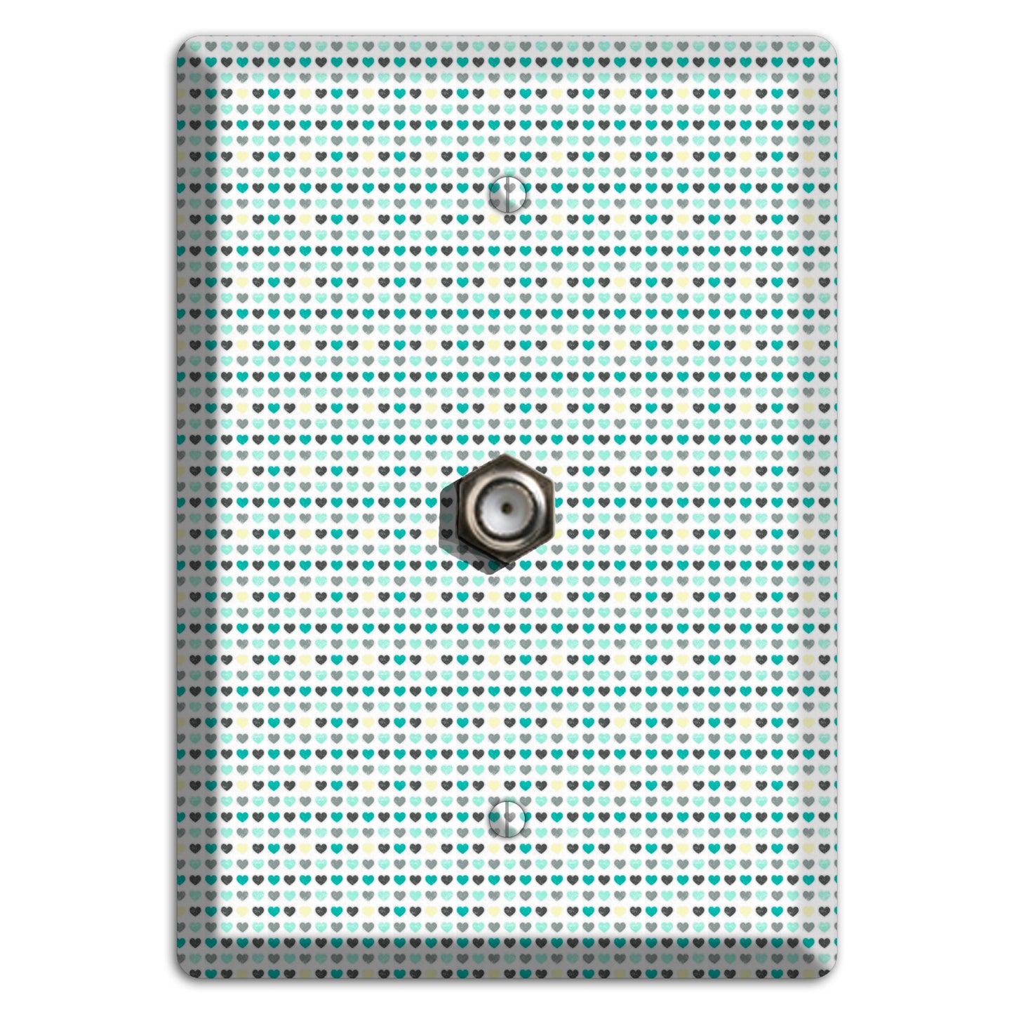Multi Teal Grey Yellow Optical Hearts Cable Wallplate