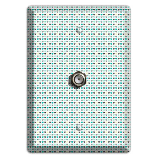 Multi Teal Grey Yellow Optical Hearts Cable Wallplate