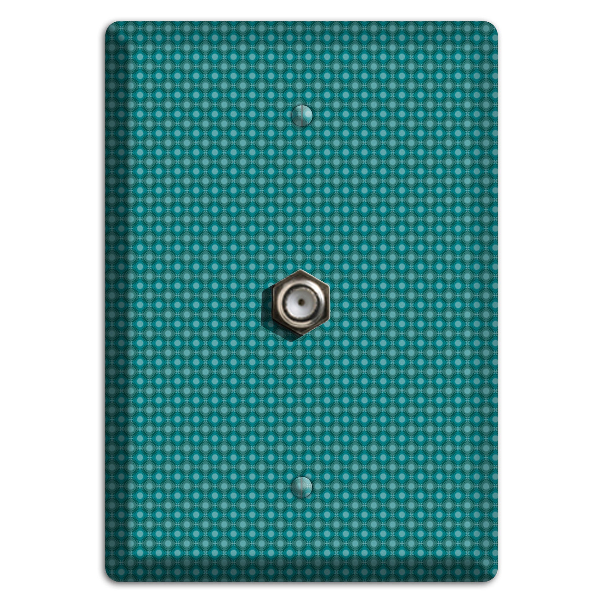 Multi Turquoise Checkered Concentric Circles Cable Wallplate