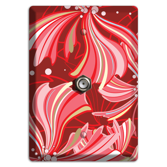 Red Deco Blossoms Cable Wallplate