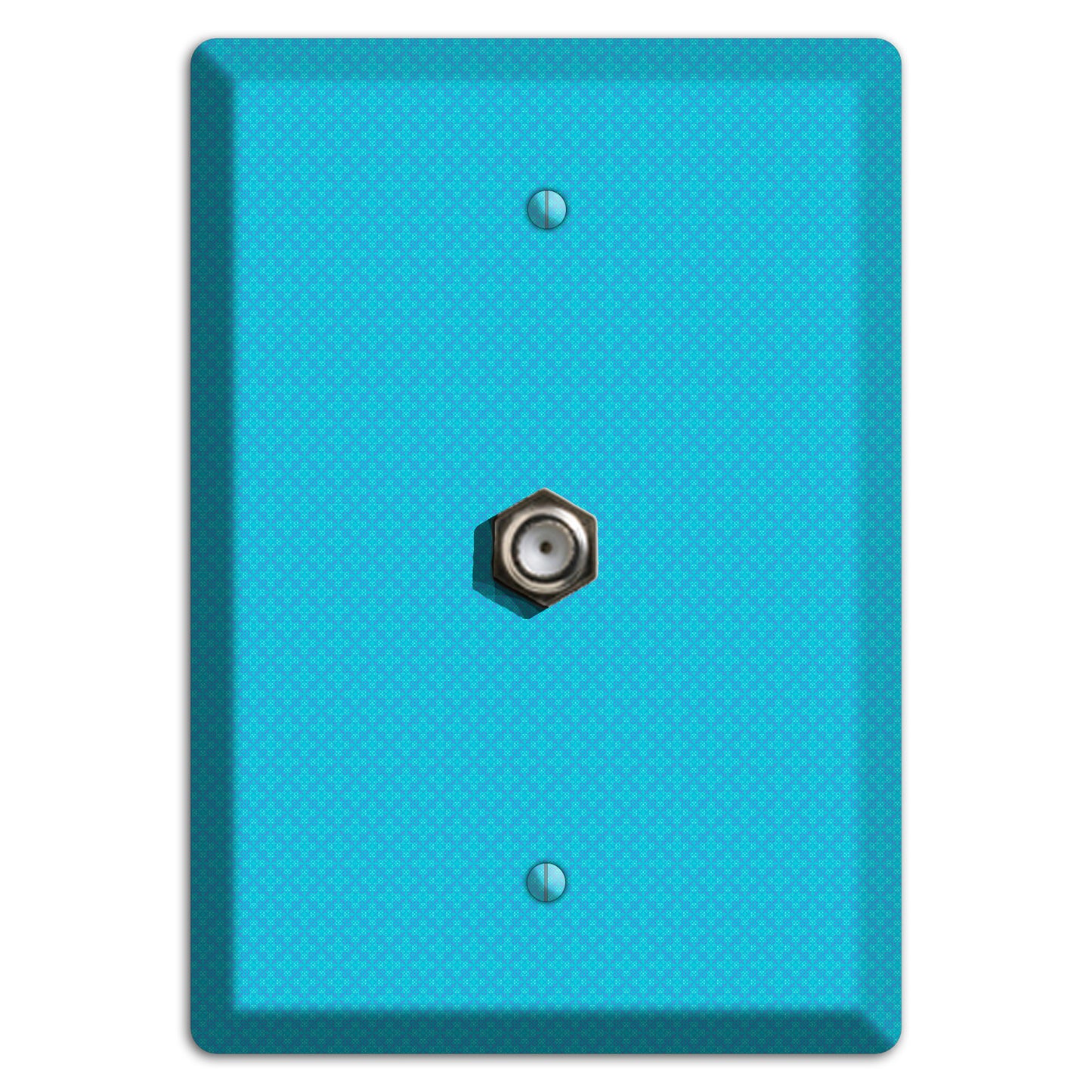 Turquoise Checkered Quatrefoil Cable Wallplate