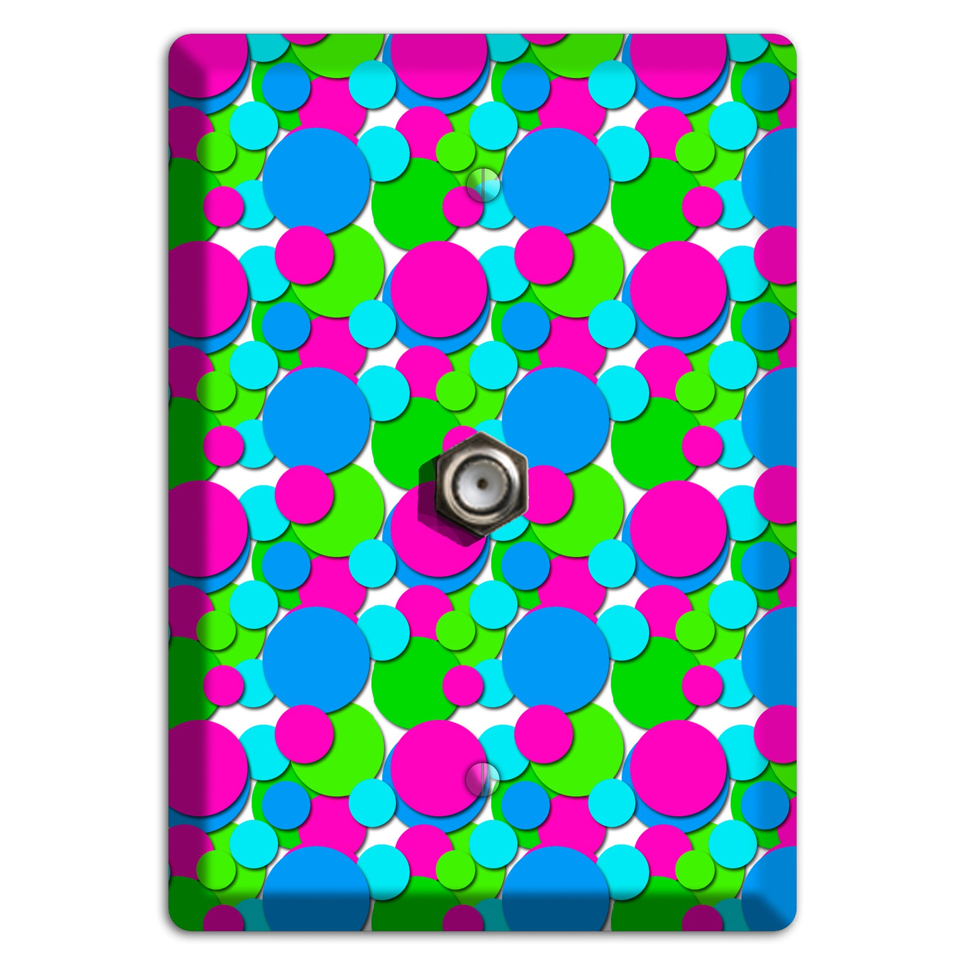 Fuschia Lime Blue Bubble Dots Cable Wallplate