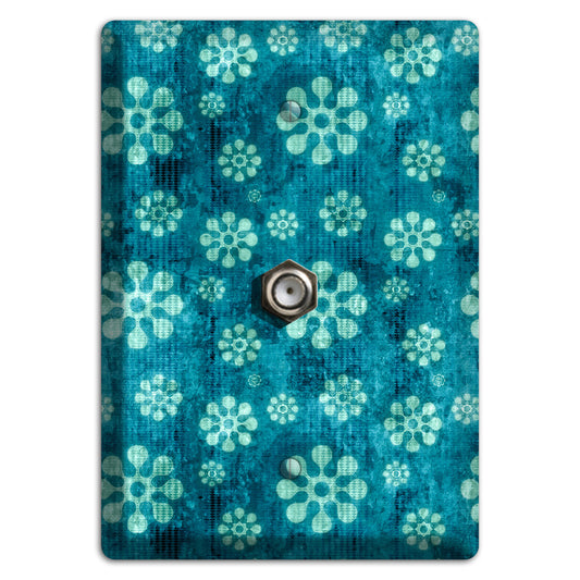 Turquoise Grunge Floral Cable Wallplate