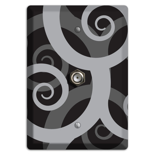 Black with Grey Large Swirl Cable Wallplate