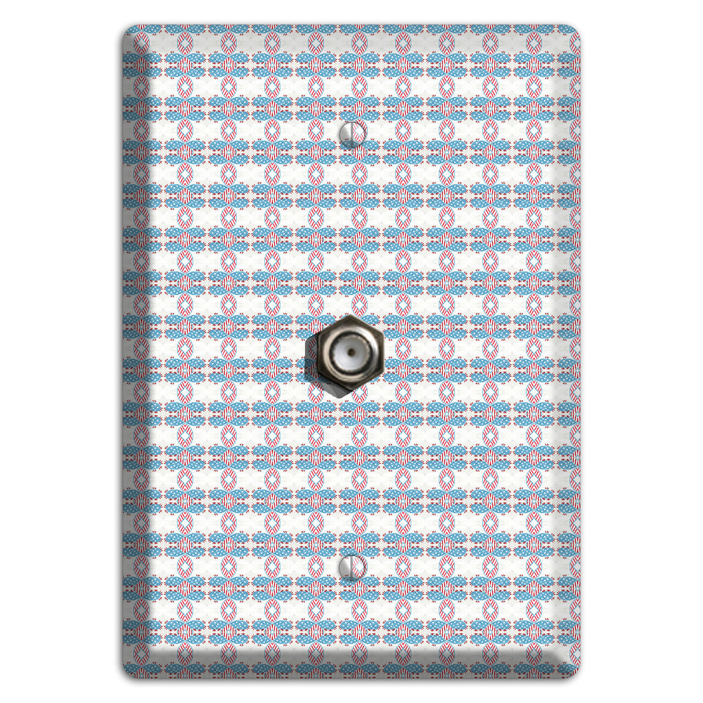 White with Faded Blue and Red Tapestry Cable Wallplate