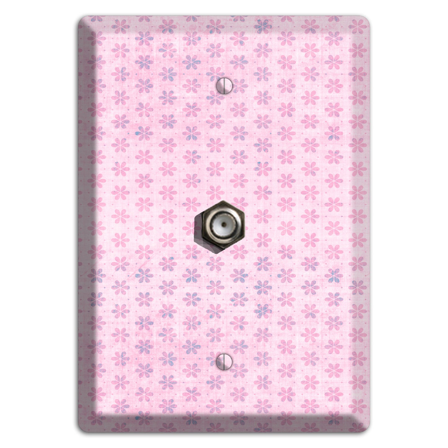 Pink Grunge Floral Contour Cable Wallplate