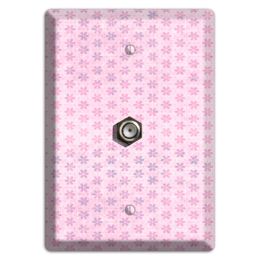 Pink Grunge Floral Contour Cable Wallplate