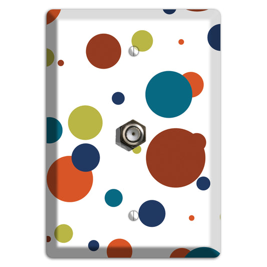 White with Multi Color Medium Dots Cable Wallplate