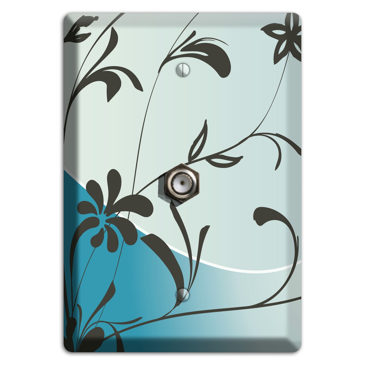 Blue-grey Flowers Cable Wallplate