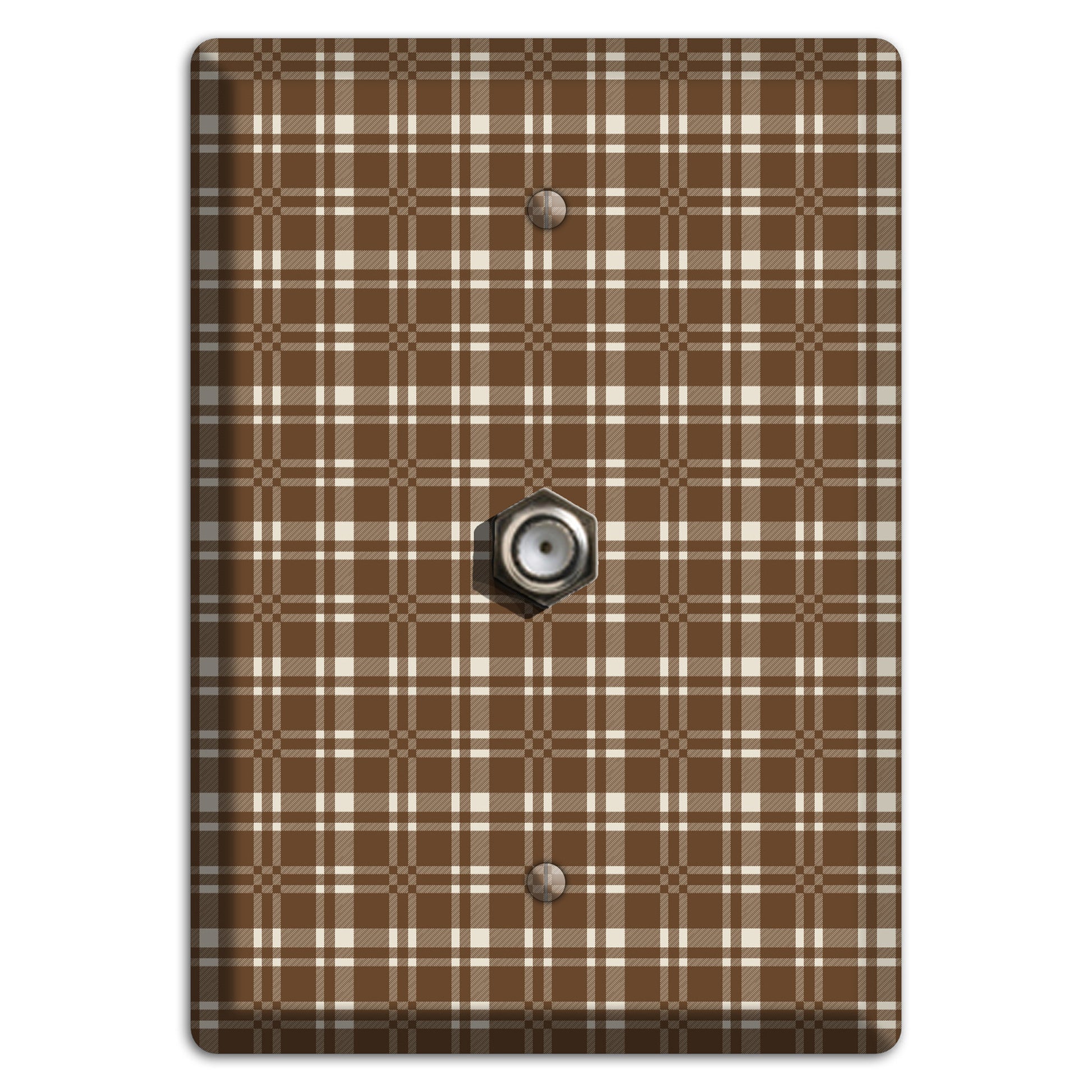 Medium Brown Plaid Cable Wallplate