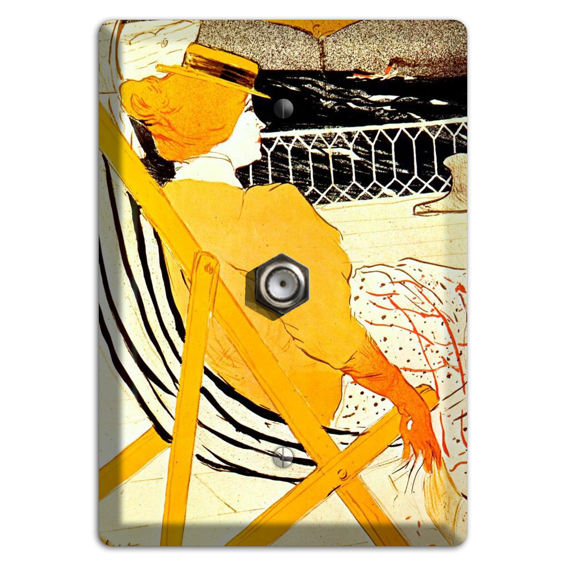 Passenger in Cabin Vintage Poster Cable Wallplate