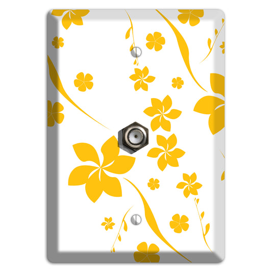 White with Yellow Flower Cable Wallplate