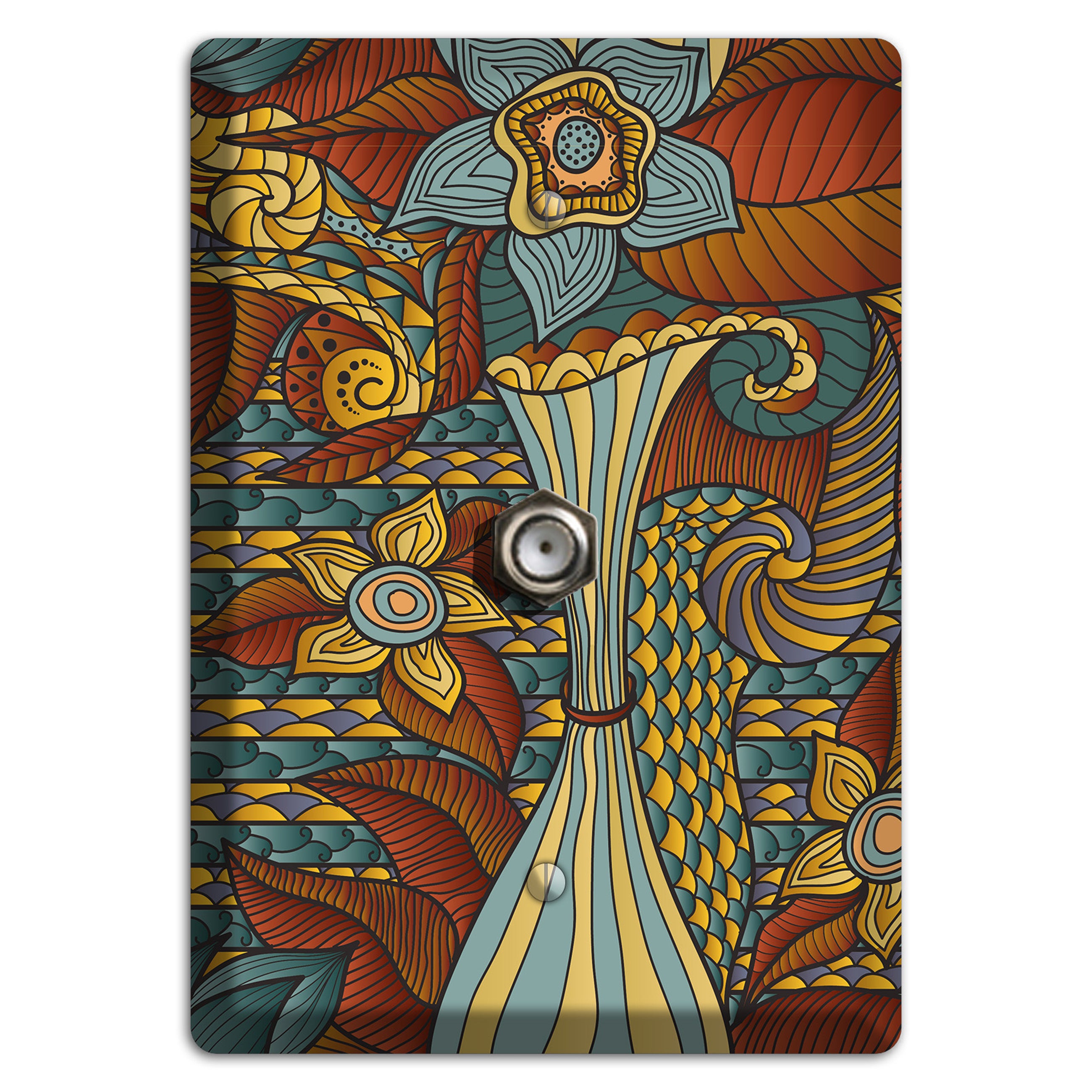 Retro Flourish 4 Cable Wallplate