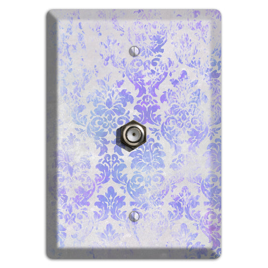 Periwinkle Gray Whimsical Damask Cable Wallplate