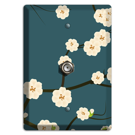 Blue Cherry Blossoms Cable Wallplate