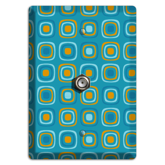 Teal and Mustard Rounded Squares Cable Wallplate