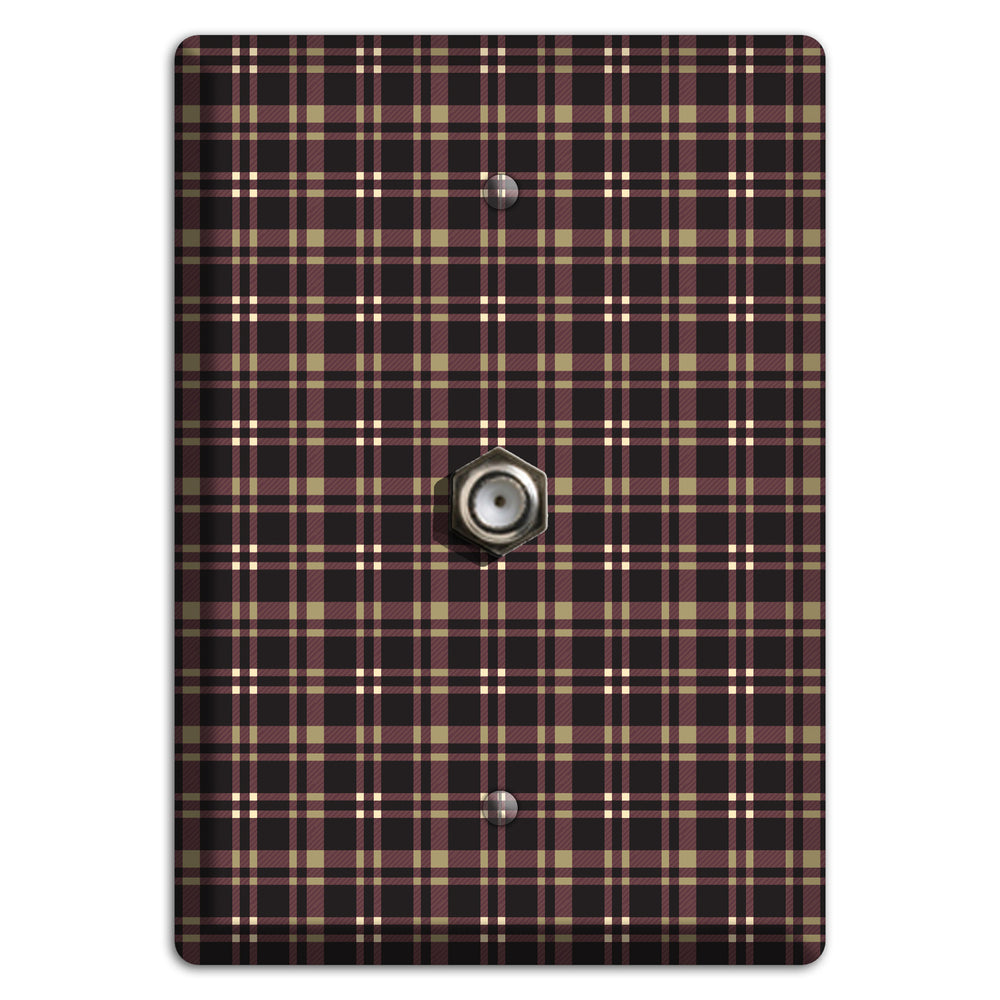 Dark Brown Plaid Cable Wallplate