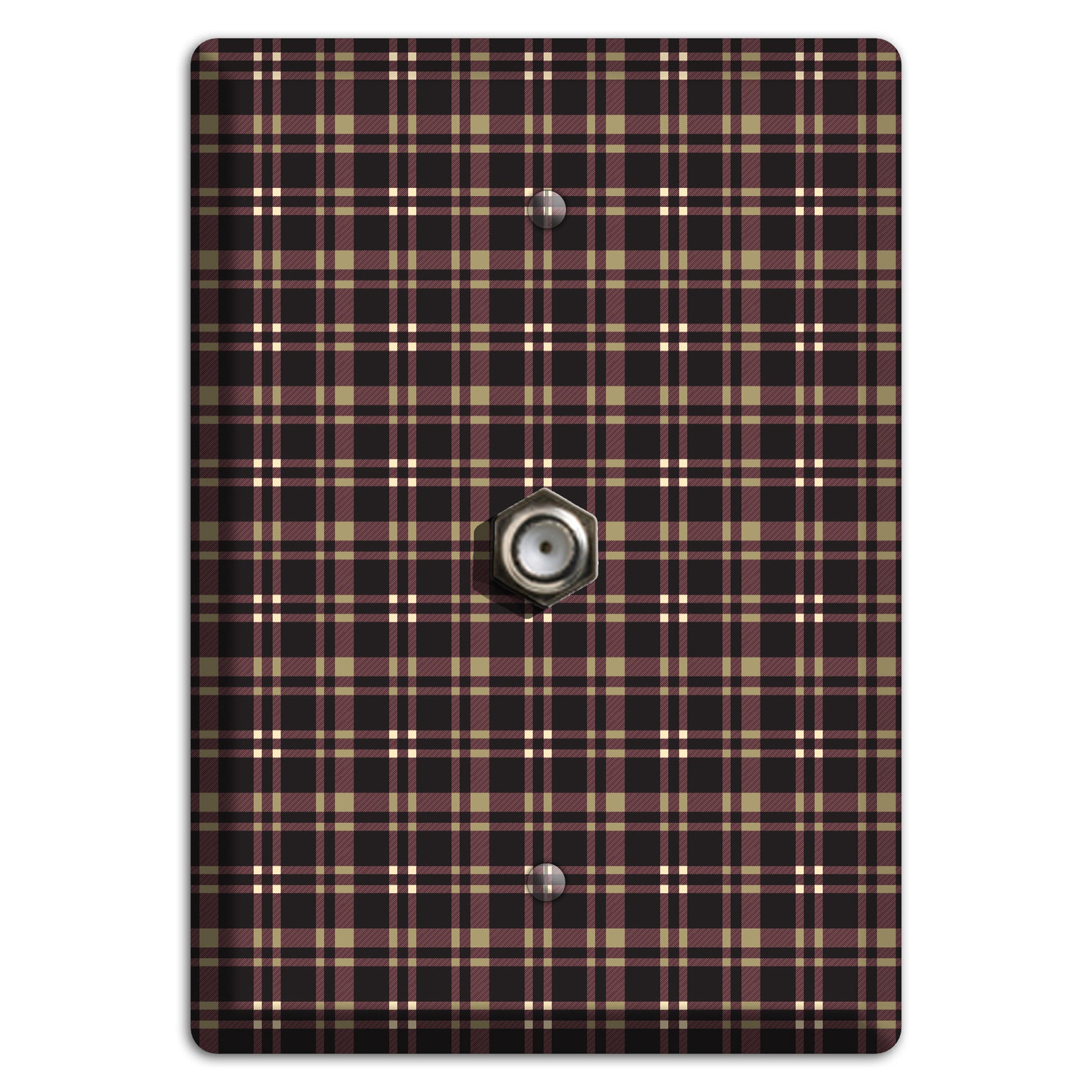 Dark Brown Plaid Cable Wallplate