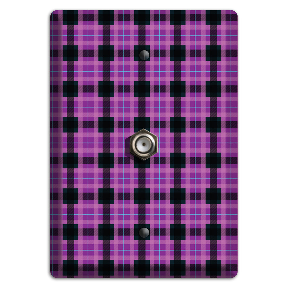 Purple and Black Plaid Cable Wallplate